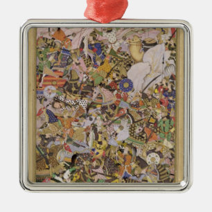 Ornamento De Metal Batalha de Bundi, do Akbarnama, c.1590 (gouac
