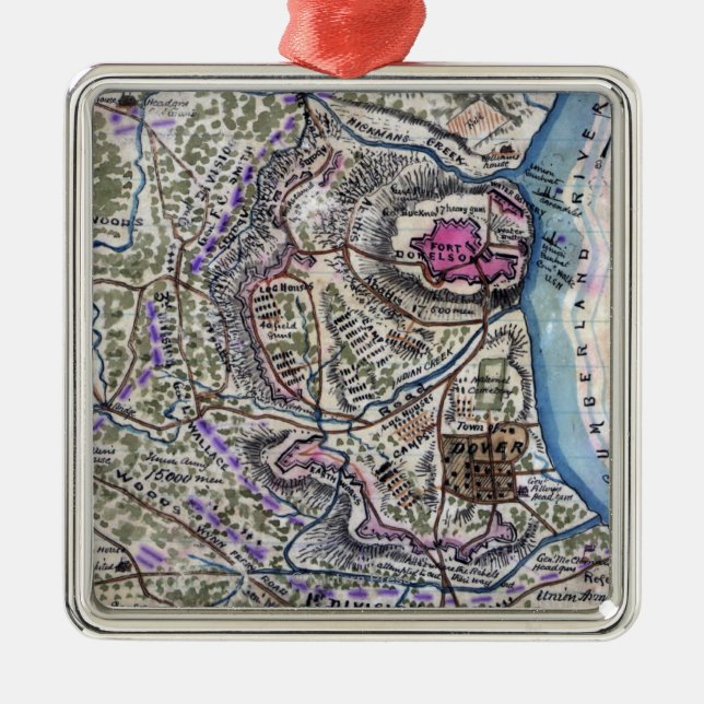 Ornamento De Metal Batalha do forte Donelson - guerra civil (Frente)