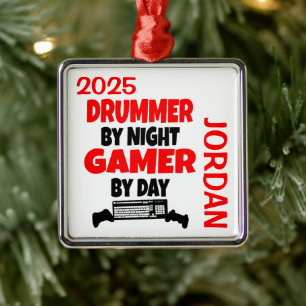 Ornamento De Metal Baterista Ama Jogar Video Games