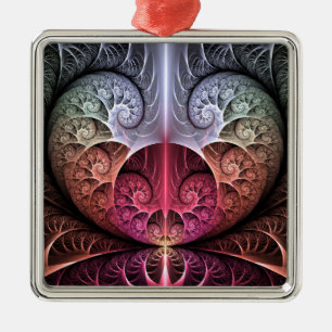 Ornamento De Metal Batimento cardíaco, Arte fractal abstrata surreal 