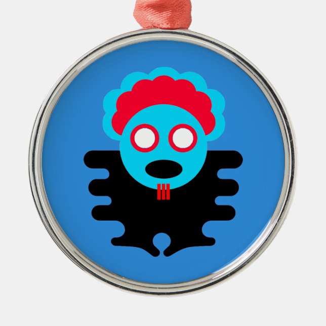 Ornamento De Metal Bauble azul do T-K (Frente)