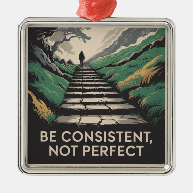 Ornamento De Metal Be Consistent, Not Perfect (Frente)