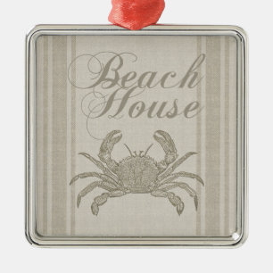 Ornamento De Metal Beach House Crab Seashore