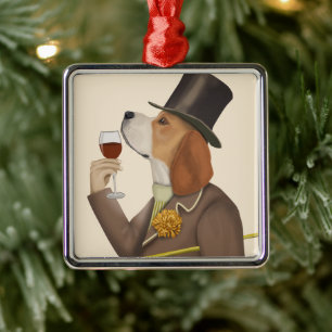 Ornamento De Metal Beagle Wine Snob