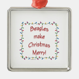 Ornamento De Metal Beagles fazem Feliz de Natal