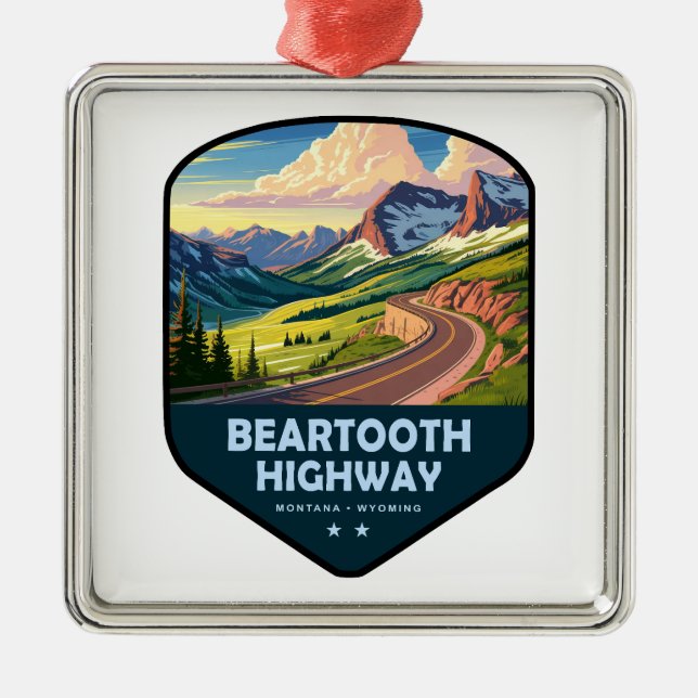 Ornamento De Metal Beartooth Highway Montana Wyoming Shield (Frente)