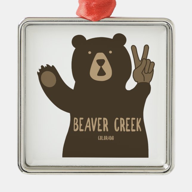 Ornamento De Metal Beaver Creek Colorado Peace Bear (Frente)