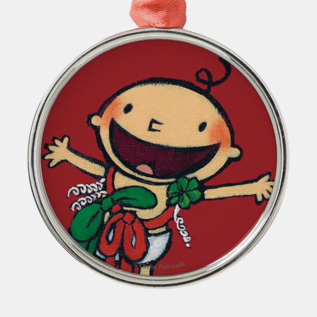 Ornamento De Metal Bebê envolvido nos arcos para o Natal (Frente)