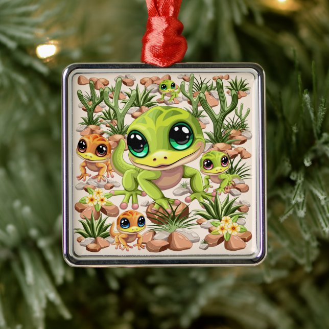 Ornamento De Metal Bebê Geckos Personagens de desenho animados (Árvore)