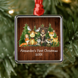 Ornamento De Metal Bebê Primeiro Natal Animais Florestais Russos