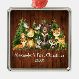 Ornamento De Metal Bebê Primeiro Natal Animais Florestais Russos