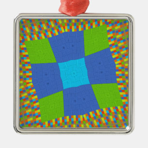 Ornamento De Metal Bebê verde-verde-azul-verificado