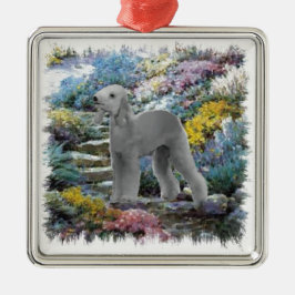 Ornamento De Metal Bedlington Terrier Summer Garden Art
