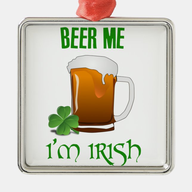 Ornamento De Metal Beer Me Sou Irlandês (Frente)