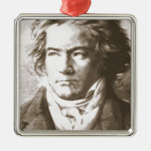 Ornamento De Metal Beethoven Na Sepia