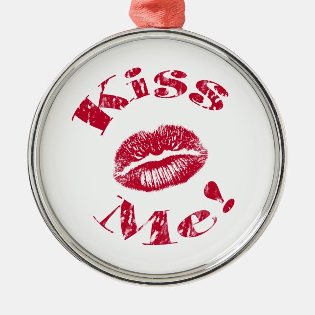 Ornamento De Metal Beije-Me! Lábios vermelhos (Frente)