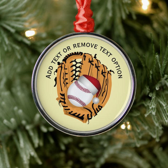Ornamento De Metal Beisebol, Luva, Feliz Natal (Árvore)