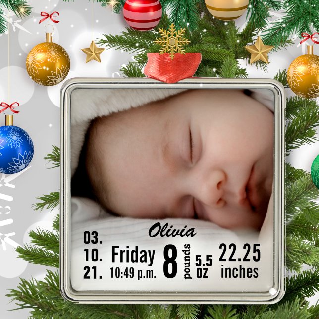 Ornamento De Metal Bela Bebê Nascença Escreve Foto de Natal (Criador carregado)