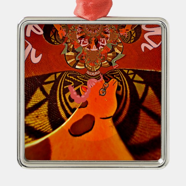 Ornamento De Metal Bela e incrível Girafa ama animais safari (Frente)