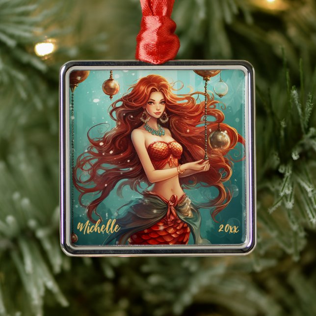 Ornamento De Metal Bela Sereia Personalizada Natal (Árvore)