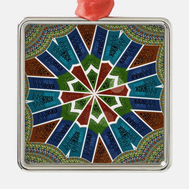 Ornamento De Metal Bela Tendência Têxtil Asiático Design Impressão (Frente)