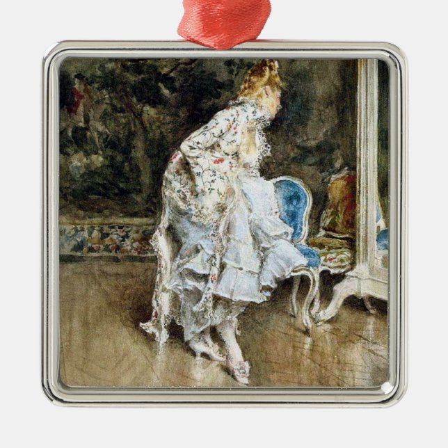 Ornamento De Metal Beleza Fashionável se admirando no Espelho (Frente)