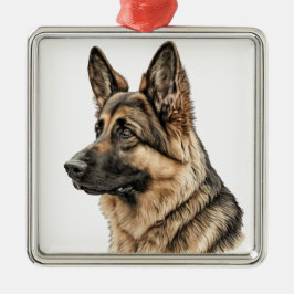 Ornamento De Metal BELÍSSIMO CACHORRINHO PASTOR ALEMÃO EM Aquarela