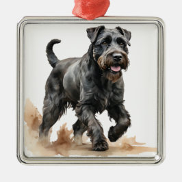 ORNAMENTO DE METAL BELÍSSIMO CACHORRINHO SCHNAUZER AQUARELA