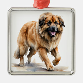 Ornamento De Metal BELÍSSIMO CÃO LEONBERGER MARROM EM Aquarela