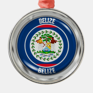 Ornamento De Metal Belize Round Emblem