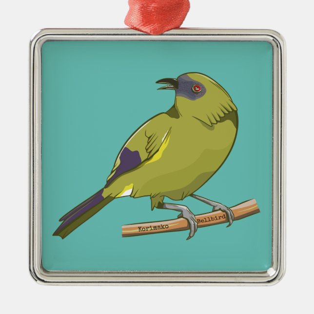 Ornamento De Metal Bellbird Korimako NZ (Frente)