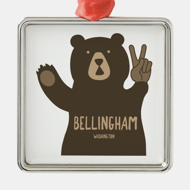 Ornamento De Metal Bellingham Washington Peace Bear (Frente)