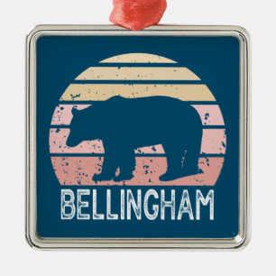 Ornamento De Metal Bellingham Washington Retro Bear