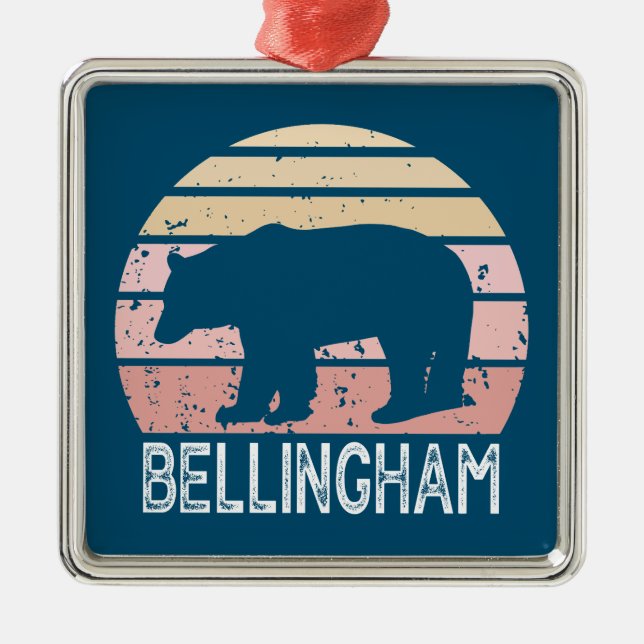 Ornamento De Metal Bellingham Washington Retro Bear (Frente)