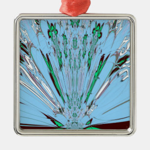 Ornamento De Metal Belo Belo Aqua Azul incrível Motif Floral de
