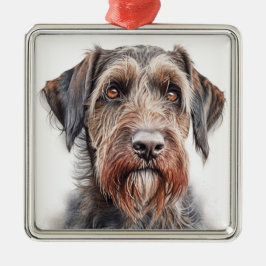 ORNAMENTO DE METAL BELO CACHORRO ALEMÃO WIREHAIRED POINTER
