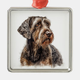ORNAMENTO DE METAL BELO CACHORRO ALEMÃO WIREHAIRED POINTER