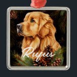 ORNAMENTO DE METAL BELO CACHORRO DE RECUPERAÇÃO DO OURO WINTER<br><div class="desc">BELO CACHORRO DE RECUPERAÇÃO DO OURO WINTER</div>