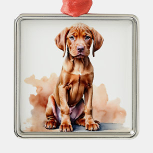 ORNAMENTO DE METAL BELO CÃO DE VIZSLA VERMELHA GRANDE