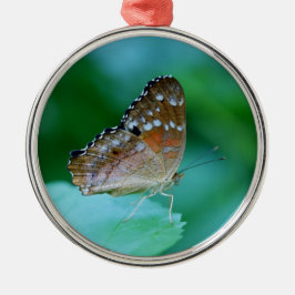 Ornamento De Metal Belo Danaus Plexippus Butterfly em Folha.