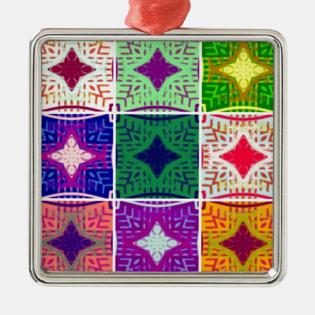 Ornamento De Metal Belo Impressão de Arte Africano Verificado (Frente)