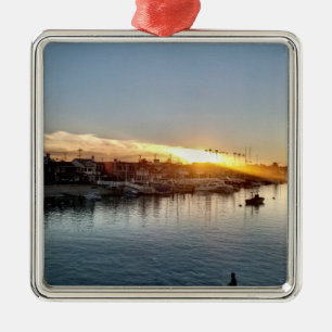 Ornamento De Metal Belo pôr do sol no porto na Ilha Balboa