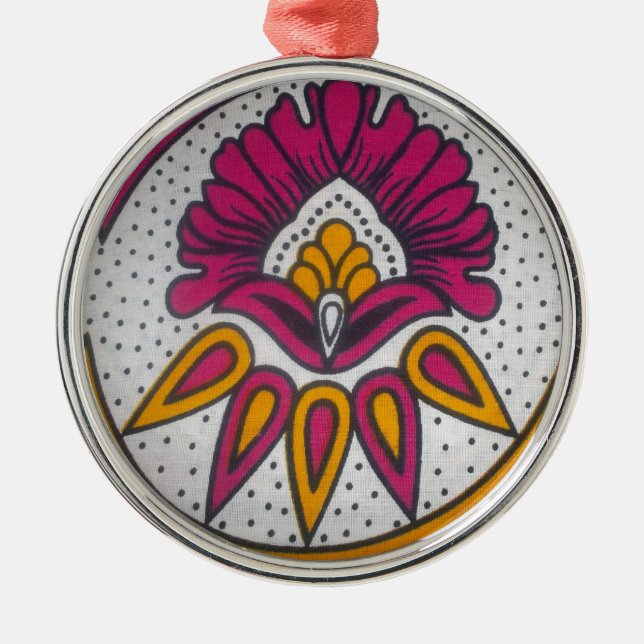 Ornamento De Metal Belo Tecido Africano  Motif Art Impressão (Frente)