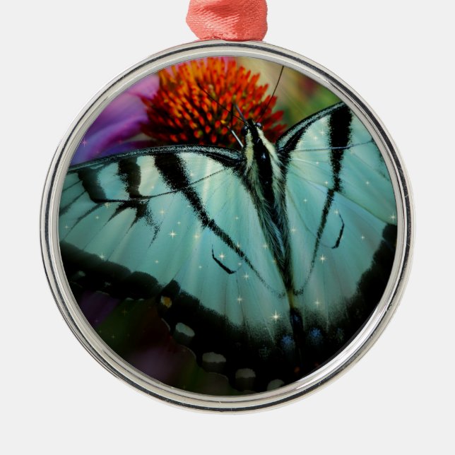 Ornamento De Metal Belo Turquesa Borboleta (Frente)