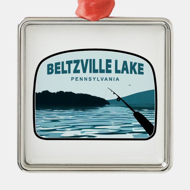 Ornamento De Metal Beltzville Lago Pensilvânia — Rod de Pesca (Frente)