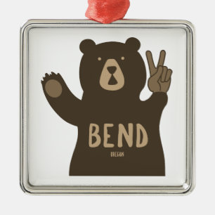 Ornamento De Metal Bend Oregon Peace Bear