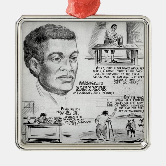 Ornamento De Metal Benjamin Banneker Black American Scientist (Frente)