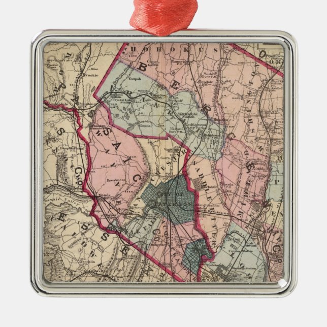 Ornamento De Metal Bergen, Cos Passaico, NJ (Frente)