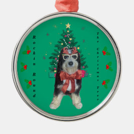 Ornamento De Metal Bernedoodle com Roupa de Natal Fazendo Rodopio em 