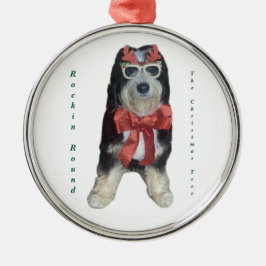 Ornamento De Metal Bernedoodle Rockin Round the Christmas Tree
